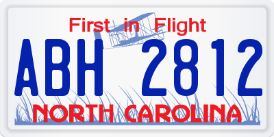 NC license plate ABH2812