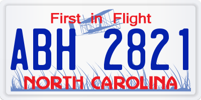 NC license plate ABH2821