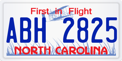 NC license plate ABH2825