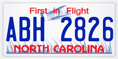 NC license plate ABH2826