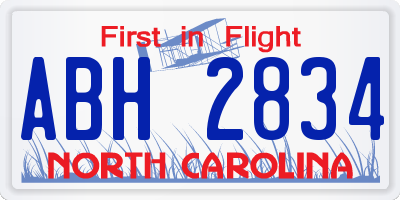 NC license plate ABH2834