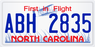 NC license plate ABH2835