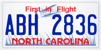 NC license plate ABH2836