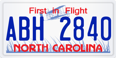 NC license plate ABH2840