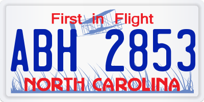 NC license plate ABH2853