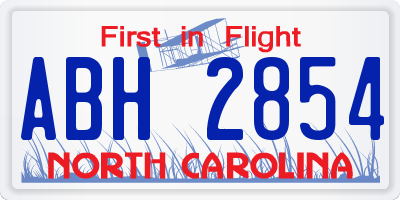 NC license plate ABH2854
