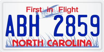 NC license plate ABH2859