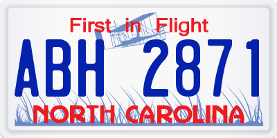 NC license plate ABH2871