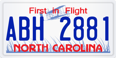 NC license plate ABH2881