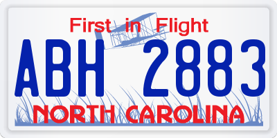 NC license plate ABH2883