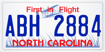 NC license plate ABH2884