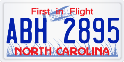 NC license plate ABH2895