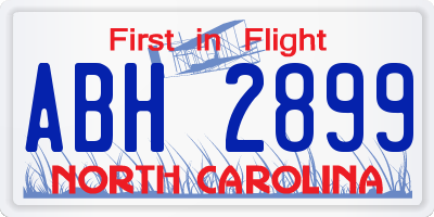 NC license plate ABH2899