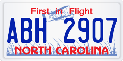 NC license plate ABH2907