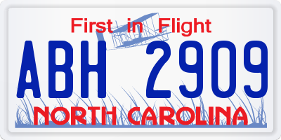 NC license plate ABH2909