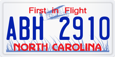 NC license plate ABH2910