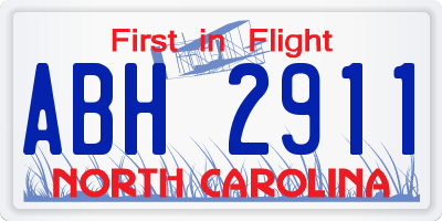 NC license plate ABH2911