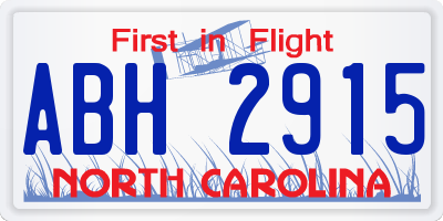 NC license plate ABH2915
