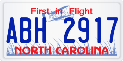 NC license plate ABH2917