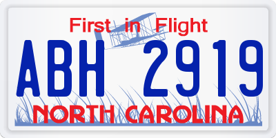NC license plate ABH2919