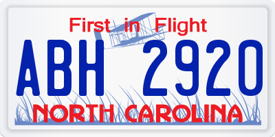 NC license plate ABH2920