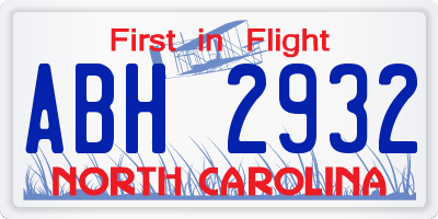 NC license plate ABH2932