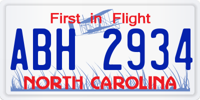 NC license plate ABH2934