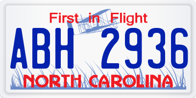 NC license plate ABH2936