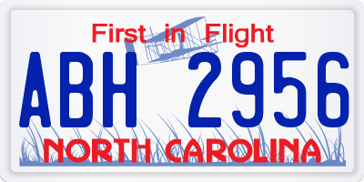 NC license plate ABH2956