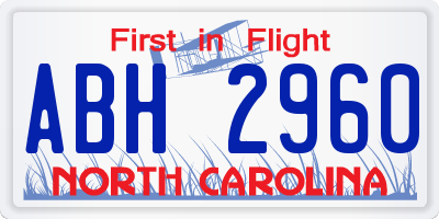 NC license plate ABH2960