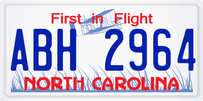 NC license plate ABH2964