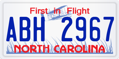 NC license plate ABH2967