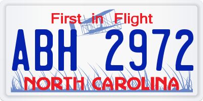 NC license plate ABH2972