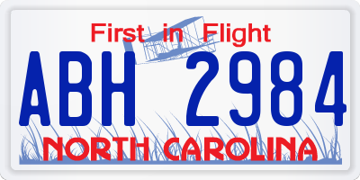 NC license plate ABH2984