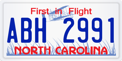 NC license plate ABH2991