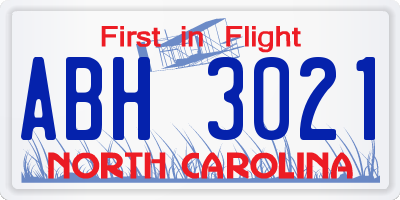 NC license plate ABH3021