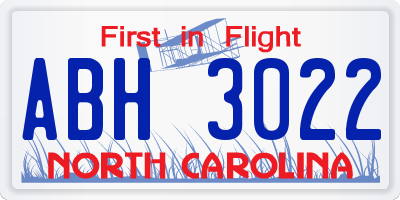 NC license plate ABH3022