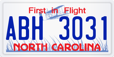 NC license plate ABH3031