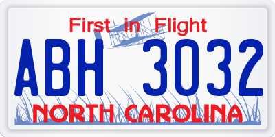 NC license plate ABH3032