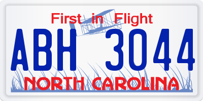 NC license plate ABH3044
