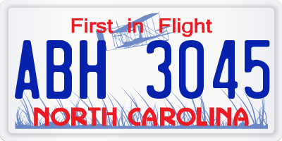 NC license plate ABH3045