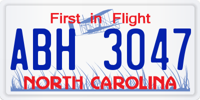NC license plate ABH3047