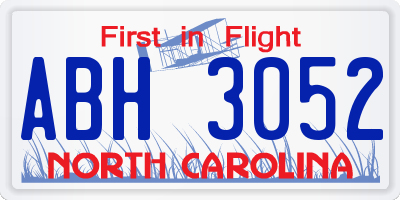 NC license plate ABH3052