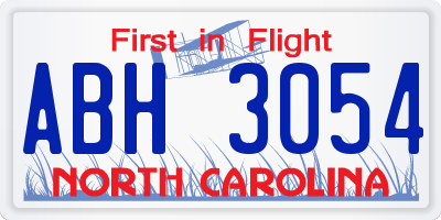 NC license plate ABH3054