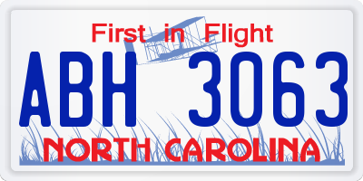 NC license plate ABH3063