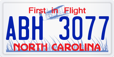 NC license plate ABH3077