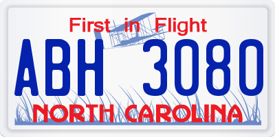 NC license plate ABH3080