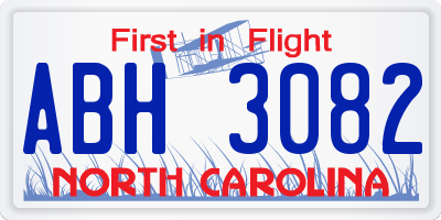 NC license plate ABH3082
