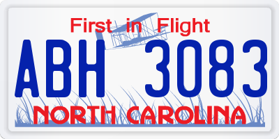 NC license plate ABH3083
