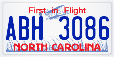 NC license plate ABH3086